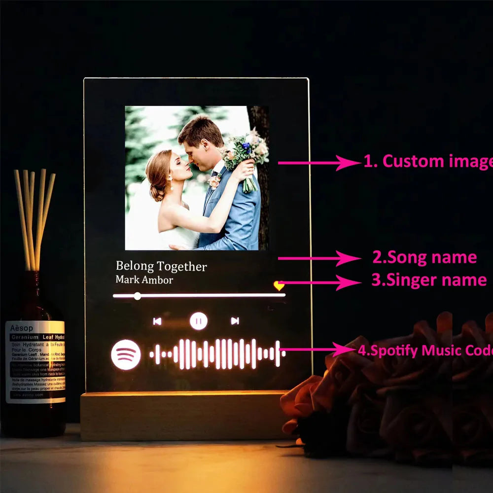 Lampa Personalizată Spotify cu Poză ❤️ | Cadoul perfect pentru persoana iubită