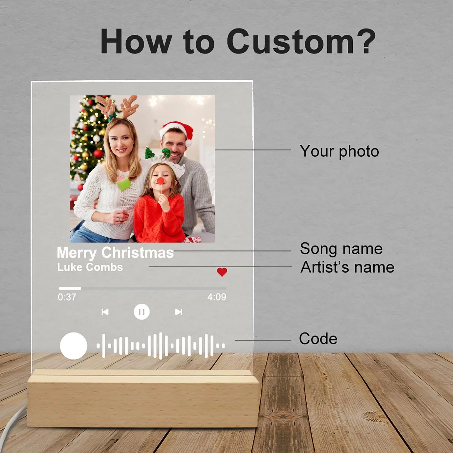 Lampa Personalizată Spotify cu Poză ❤️ | Cadoul perfect pentru persoana iubită